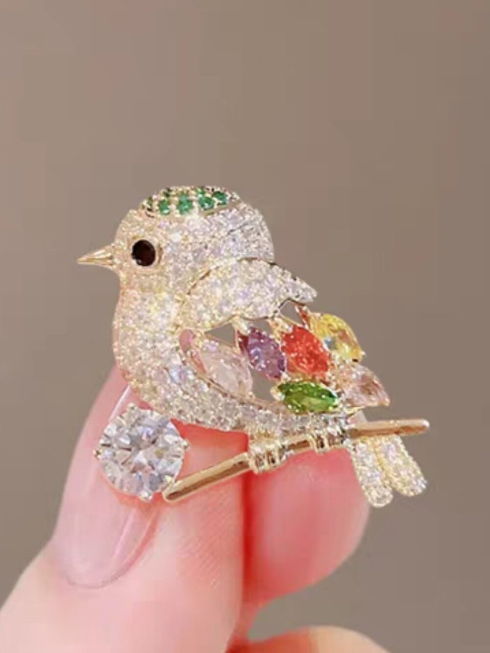 Gorgeous Rhinestone Little Bird Brooch Pin